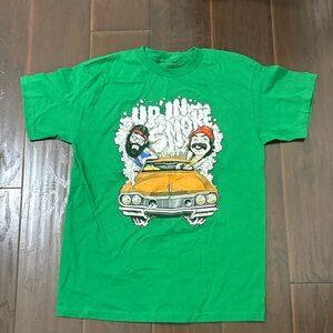 Green Graphic Tee with Car Print